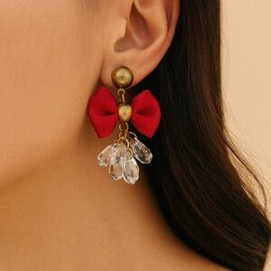 Vintage Elegant Red and Gold Drop Earrings